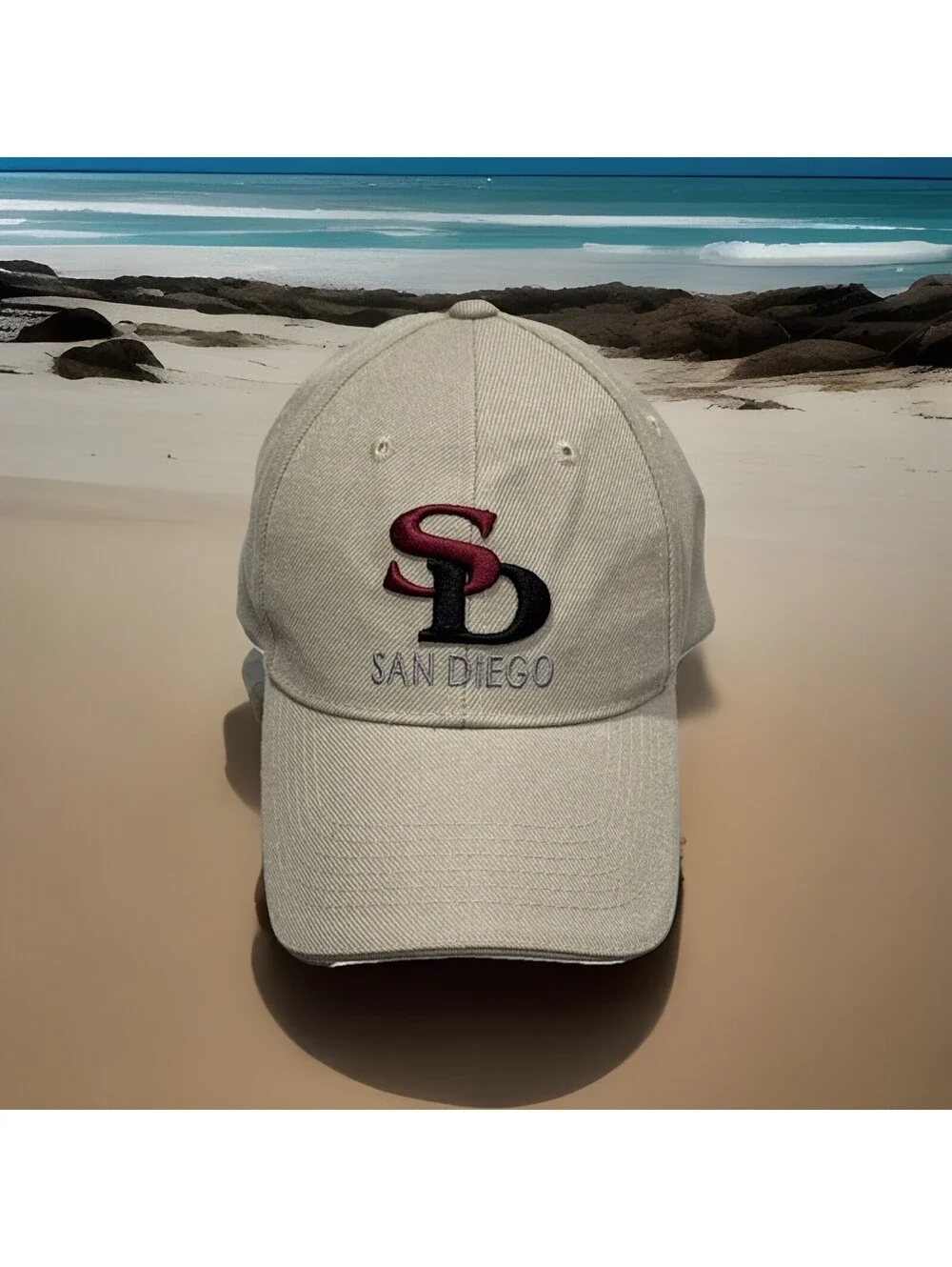 San Diego California Ocean Beach Balboa Park USS Midway Museum Tan Baseball Cap